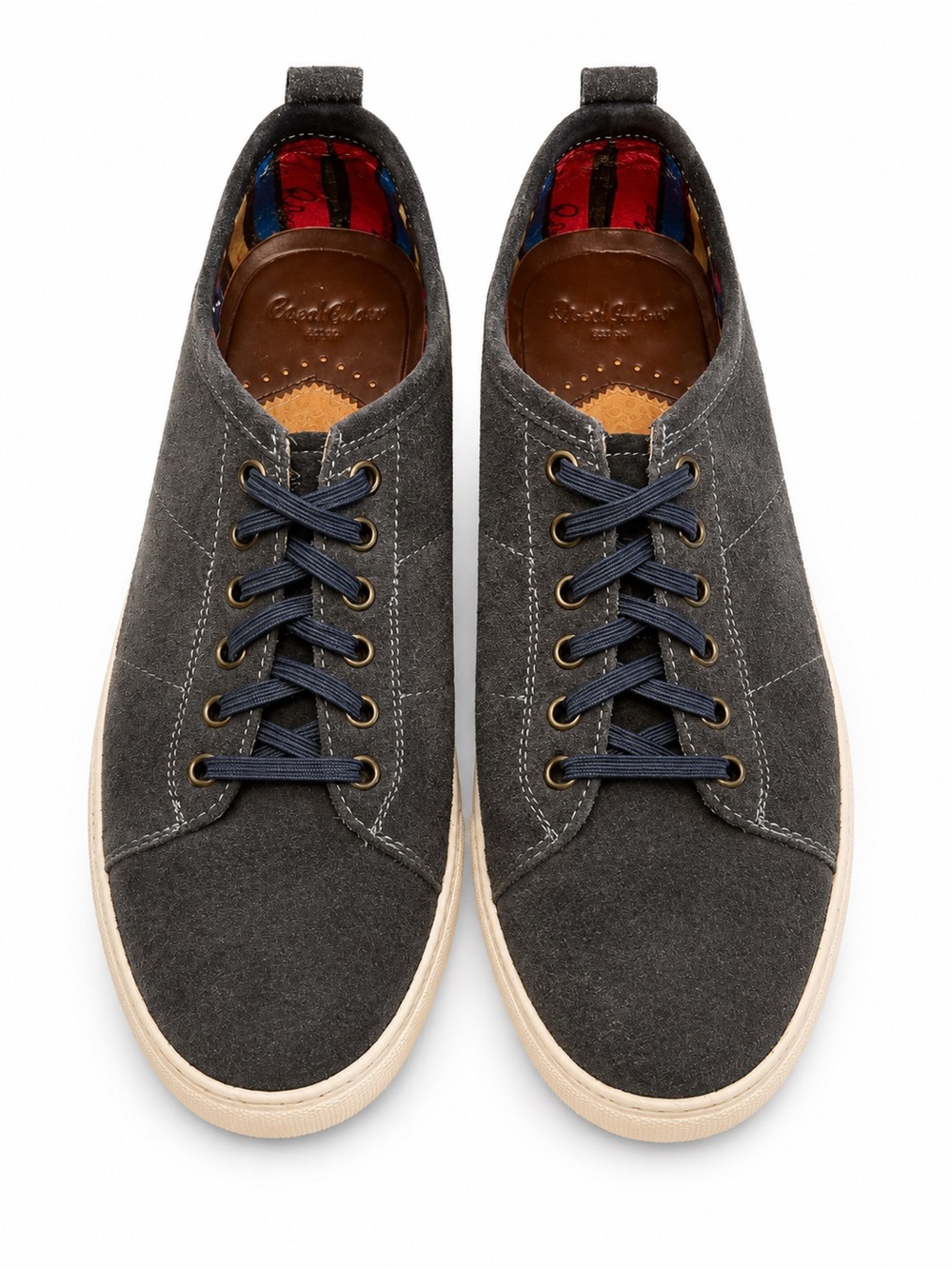 Robert Graham Men's Navy Suede Sneakers with Navy Laces